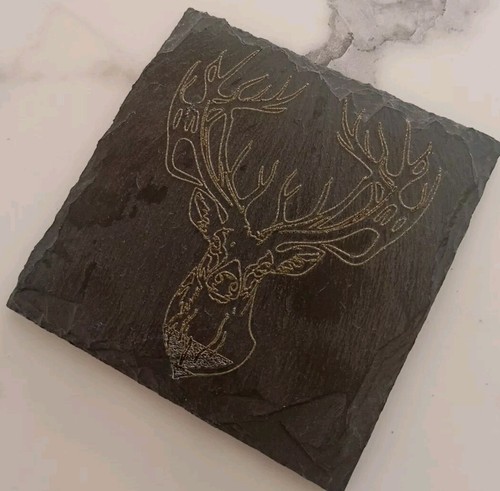 Laser engraved stag - laser, head