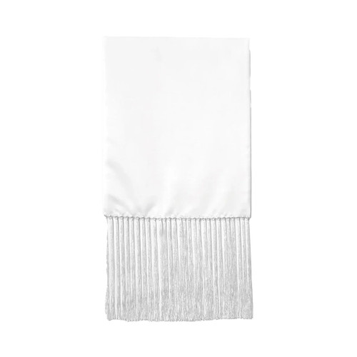 White silk dress scarf - silk, tassles