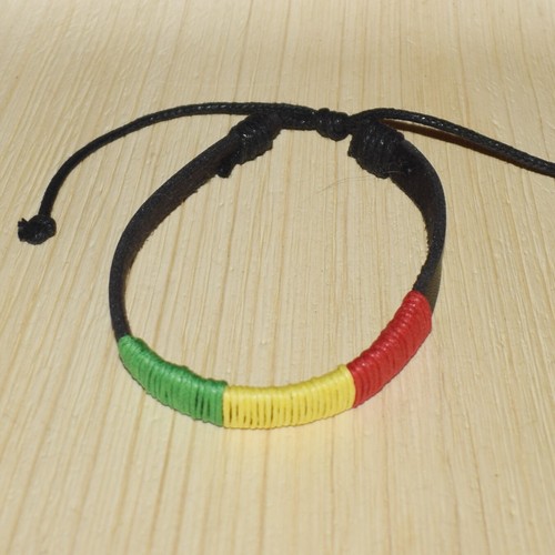 Rasta leather bracelet - leather,