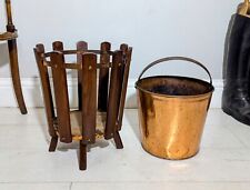 Antique Copper Bucket Wooden