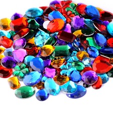 100g Plastic Gemstones – Mixed Coloured Craft Gems & Jewels for Kids Crafts DIY