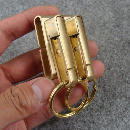 Brass belt clip keyrings - brass,