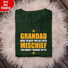 Grandad Mischief Men's Printed Funny T Shirt Fathers Day Gift Short Sleeve T Top