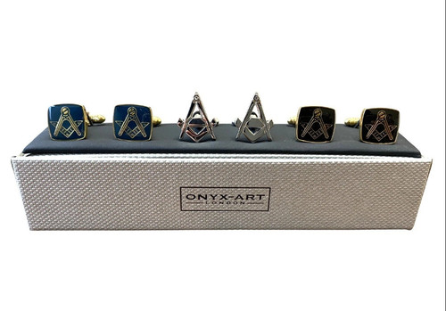 Masonic cufflinks pair set - masonic, 3-pair