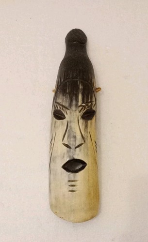 Carved horn face wall - carved, art