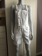 MANGO JEANS White Short Style Dungarees Size S (More Like XS Size 6)