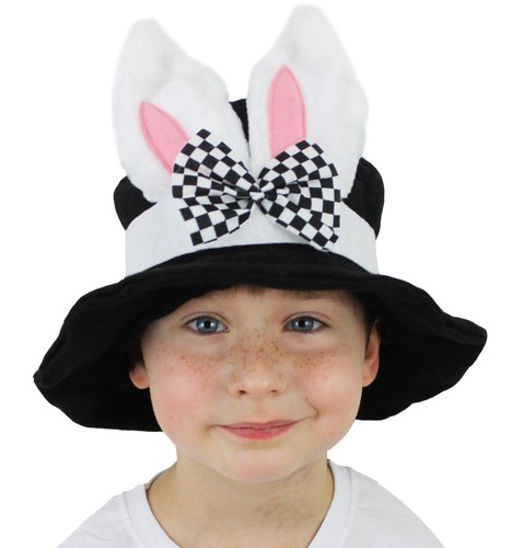 Black top hat with bunny - hat,