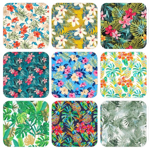 Tropical cotton fabric rose - cotton, &