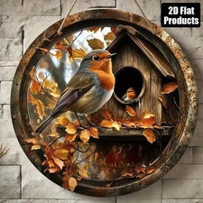 Robin Bird House Garden Plaque