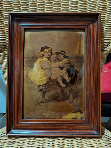 Victorian crystoleum picture - crystoleum,