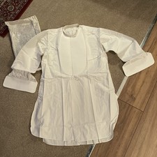 Vintage Harrods Ltd London 1950’s White Hard Bib Dress grandad Shirt collarless