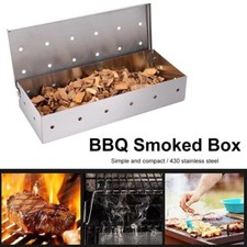 Stainless Steel Smoker Box BBQ Wood Chips Grill Accessory for Gas & Charcoal