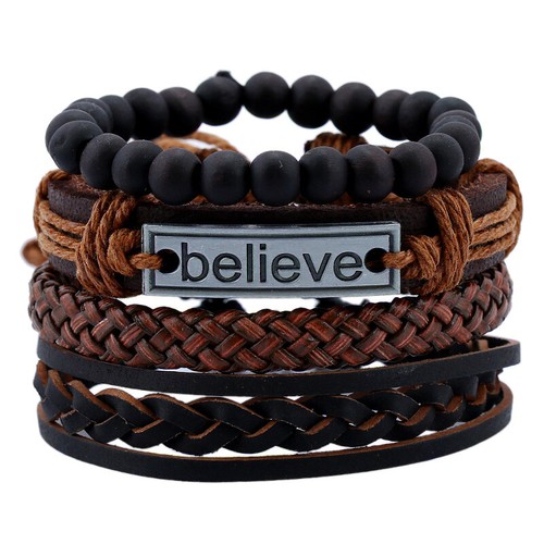 Men leather bracelet - bracelet, wide
