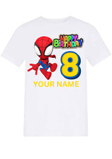 Birthday Spiderman Personalised Childrens Party Gift Boys Girls Kids T Shirt Top