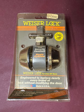 Weiser Lock 9470 Cylinder Deadlock With 2 Keys, Instructions, Gold Finish, New