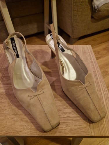 Ladies beige suede sling - ladies,