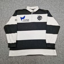 Vintage Barbarians Rugby Shirt Mens XL Black White Cotton Traders Union Top 90s