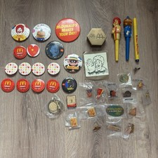 Vint McDonald’s Employee Memorabilia Lot Badges Pins Pens Paperweight 80’s/90’s