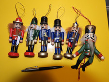 7 x wooden Christmas nutcracker soldier decorations
