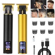 Pro Mens Hair Clippers Cordless Beard Trimmer Barber LCD Electric Shaver 3 Speed