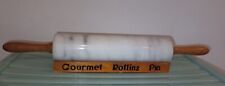 Vintage Heavy Marble Rolling Pin Wooden Handles and Wooden Stand