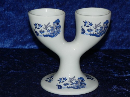 Blue willow pattern double egg - blue,