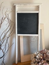 Vintage White Wooden and Metal Washboard Decorative Antique