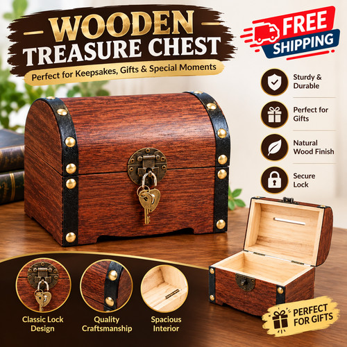 Vintage treasure chest storage - treasure,