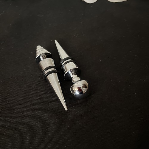 Two metal wine bottle - metal, stoppers