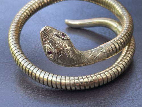 Vintage snake bangle 9ct gold - snake,