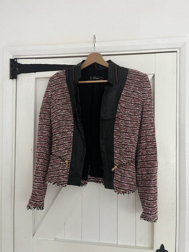 Zara red white woven blazer - zara,