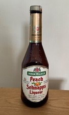 VINTAGE HIRAM WALKER PEACH SCHNAPPS BOTTLE, GOOD, EMPTY