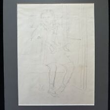 Young Girl in Train Carriage, Alethea Garstin 1894-1978, Original Pencil Drawing