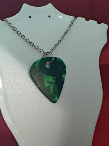 Guitar pick necklace - guitar, green