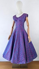 1950s Blue Pink Purple Satin