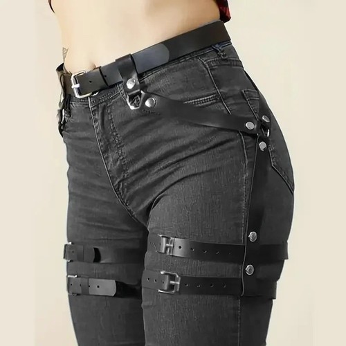 Leather garter adjustable - leather,