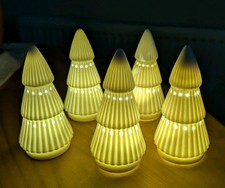 K by Kelly Hoppen Set of 5 Light Up Porcelain Christmas Tree Ornaments