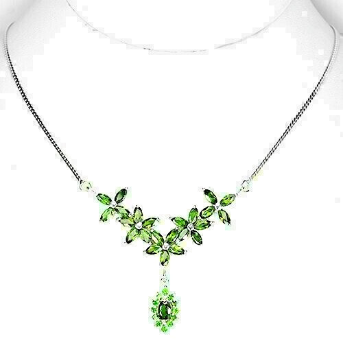 Silver necklace green - silver, chrome