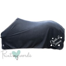 Personalised Horse Fleece Rug Cooler - Hearts Design, BOTH SIDES PERSONALISED
