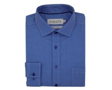 DOUBLE TWO ROYAL BLUE DOGTOOTH DOBBY FORMAL SHIRT IN COLLAR SIZE 19 TO 23 INCHES