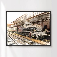 Steam Train Engine Old Railway Station Art Print Poster Wall Picture Decor XL
