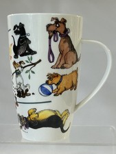 Vintage Dunoon ‘Walking the dog…’ Tall Fine Bone China Mug By Cherry Denman