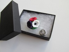 Handmade In UK Unique Red & Purple Trio Cluster Poppy Flower Brooch Lapel Pin
