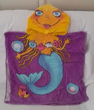 Childrens kids girls hooded mermaid theme towel hoilday swimming beach poncho