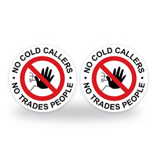 Set of 2 Red No cold callers Door Stickers - Safety Signs 95mm Waterproof Signs