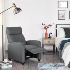 Recliner Chair Modern Upholstered Sofa Living Room Armchair PU Leather Bedroom