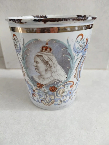 Antique enamel beaker cup - enamel,