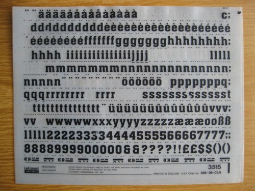 Sheet letraset lower num - sheet,