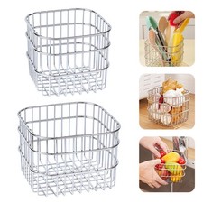 Stainless Steel Wire Storage Basket 2 Sizes Kitchen Organizer for Bathroom Decor