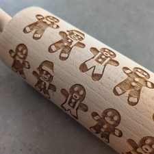 Gingerbread Man Rolling Pin For Embossing Pastry Or Biscuits Christmas Cookies